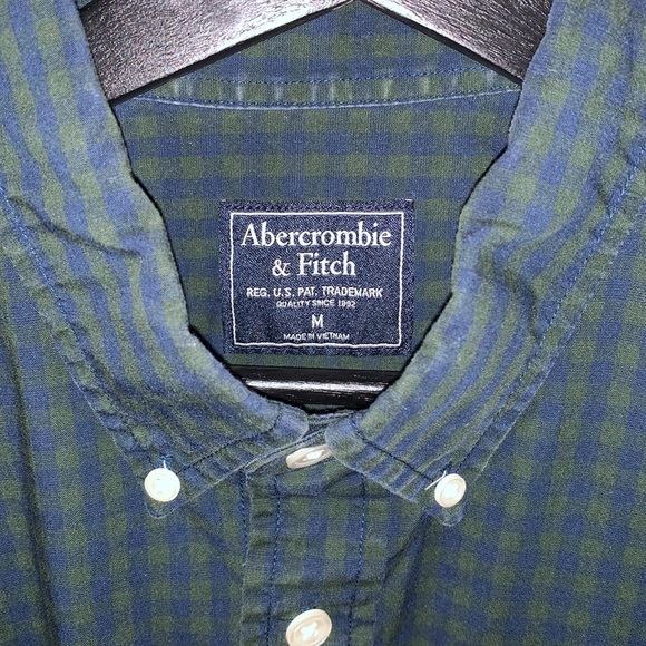 A&F Navy/Green Checkered Shirt - Picture 3 of 4
